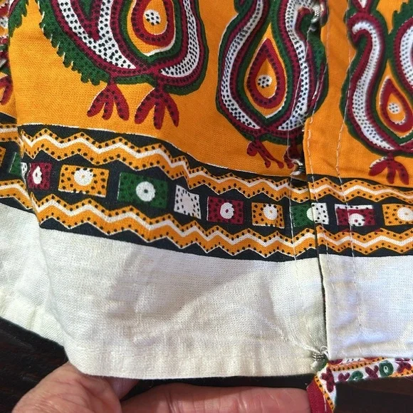 Blue and Yellow Short Sleeve Crop Blouse with Tie Front - Picture 12 of 13